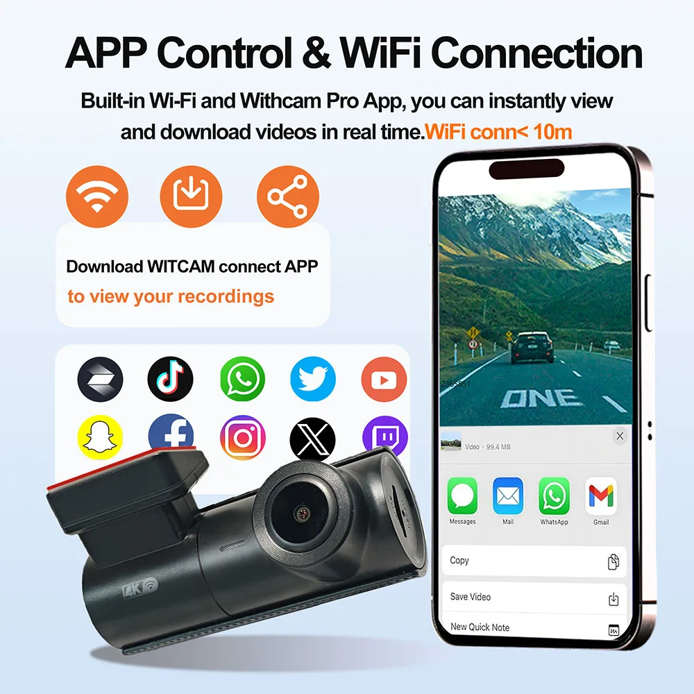 BEPOCAM ZD03 4K Dash Cam Built in WiFi GPS & App Control Smart Dash Camera for Cars WDR Night Vision Car DVR 24H Parking Monitor