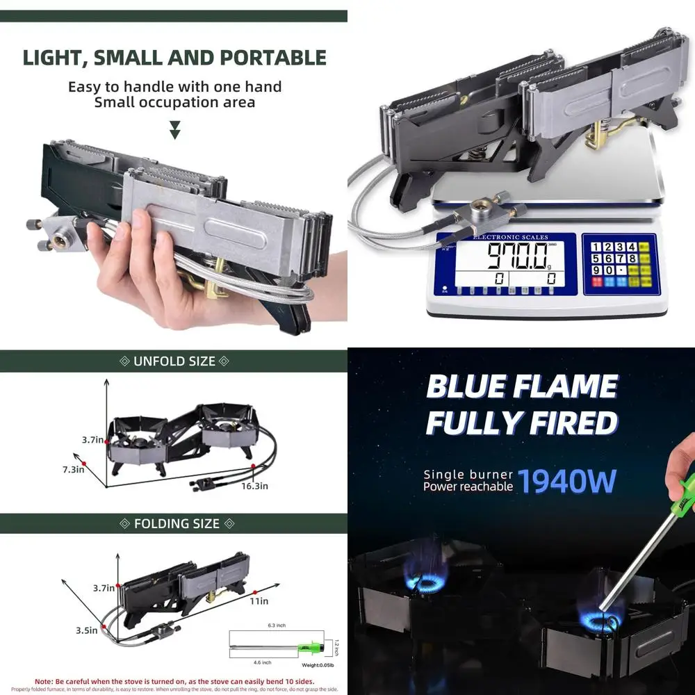 

Портативная двухконфорочная походная плита с расширяемой варочной поверхностью и простой системой розжига