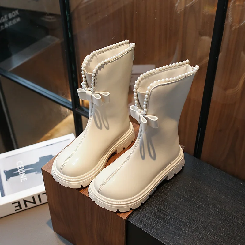 

Новые зимние длинные сапоги на платформе для детей, модные сапоги с бусинами для девочек, элегантные сапоги принцессы на толстой подошве, студенческие рыцарские сапоги