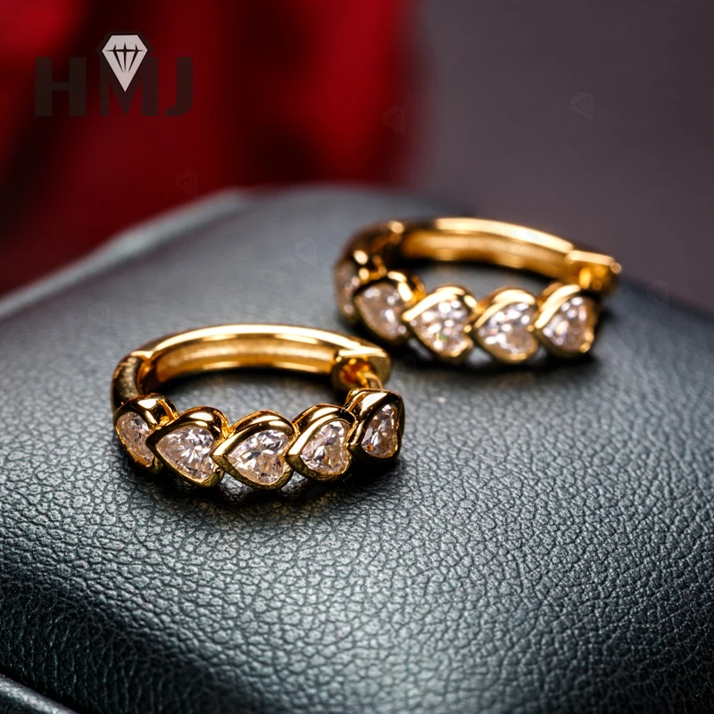 Creolen mit Diamanten, Rubin, Saphir, Smaragd, fünf Steine, Herzform, 10 Karat, 14 Karat, 18 Karat Gold, 925er Silber, Geburtstagsgeschenk, hypoallergen – Detail 14