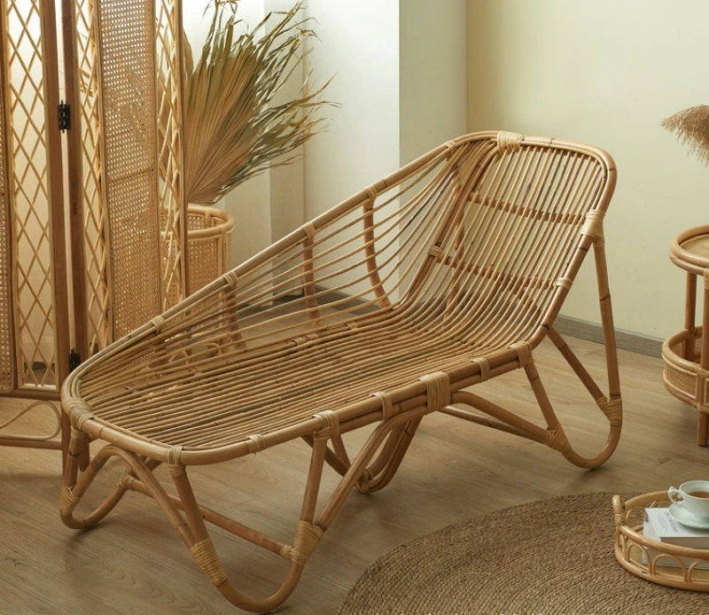 Nordic retro recliner natural Indonesian agate rattan home lazy comfortable leisure balcony rattan chair simple small apartment