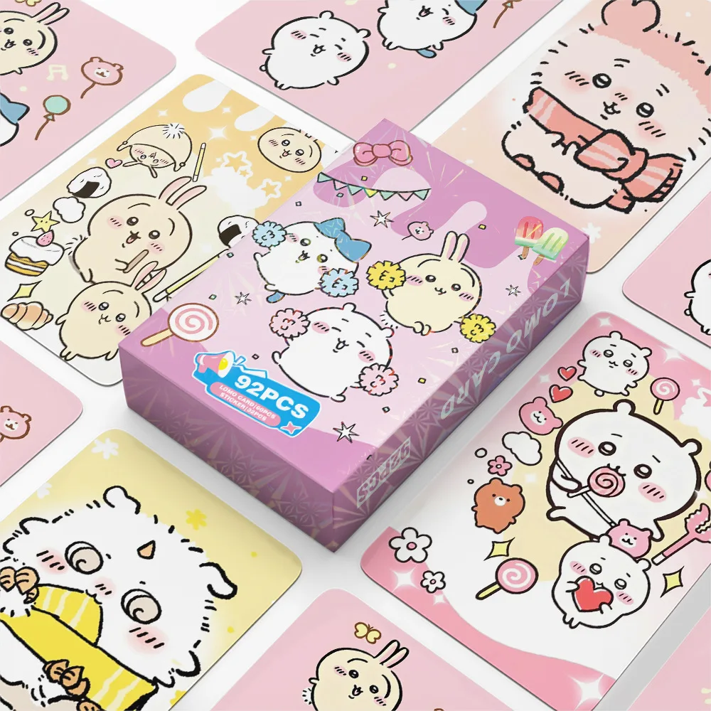 92Pcs/Set Cartoon Series Chiikawa Lomo Cards High Quality Postcards HD Printd Photocards And Kawaii Stickers Collection Gifts