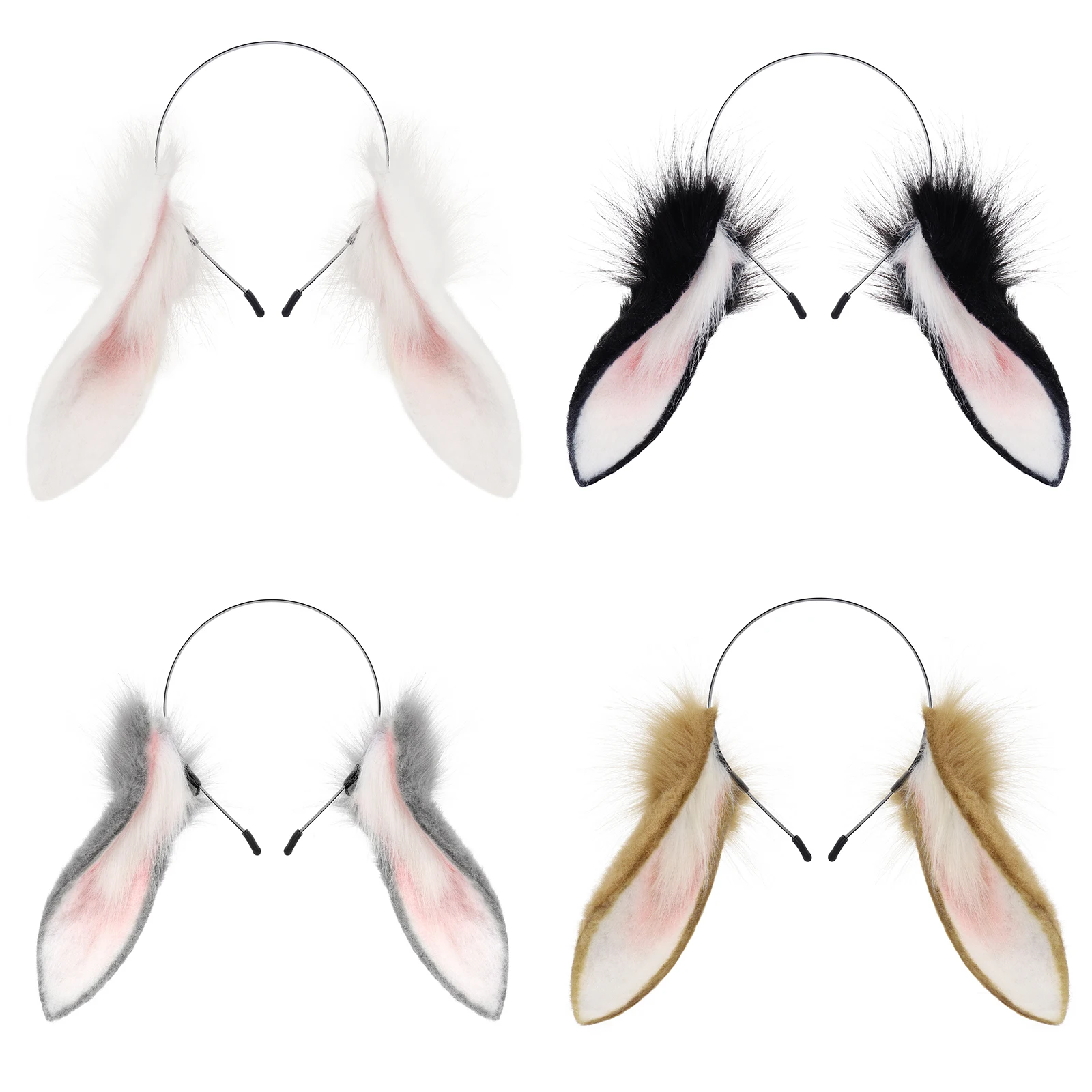 

Animal Rabbit Ears Headband Faux Fur Bunny Headwear Plush Hairband Party Cosplay Costume Accessories