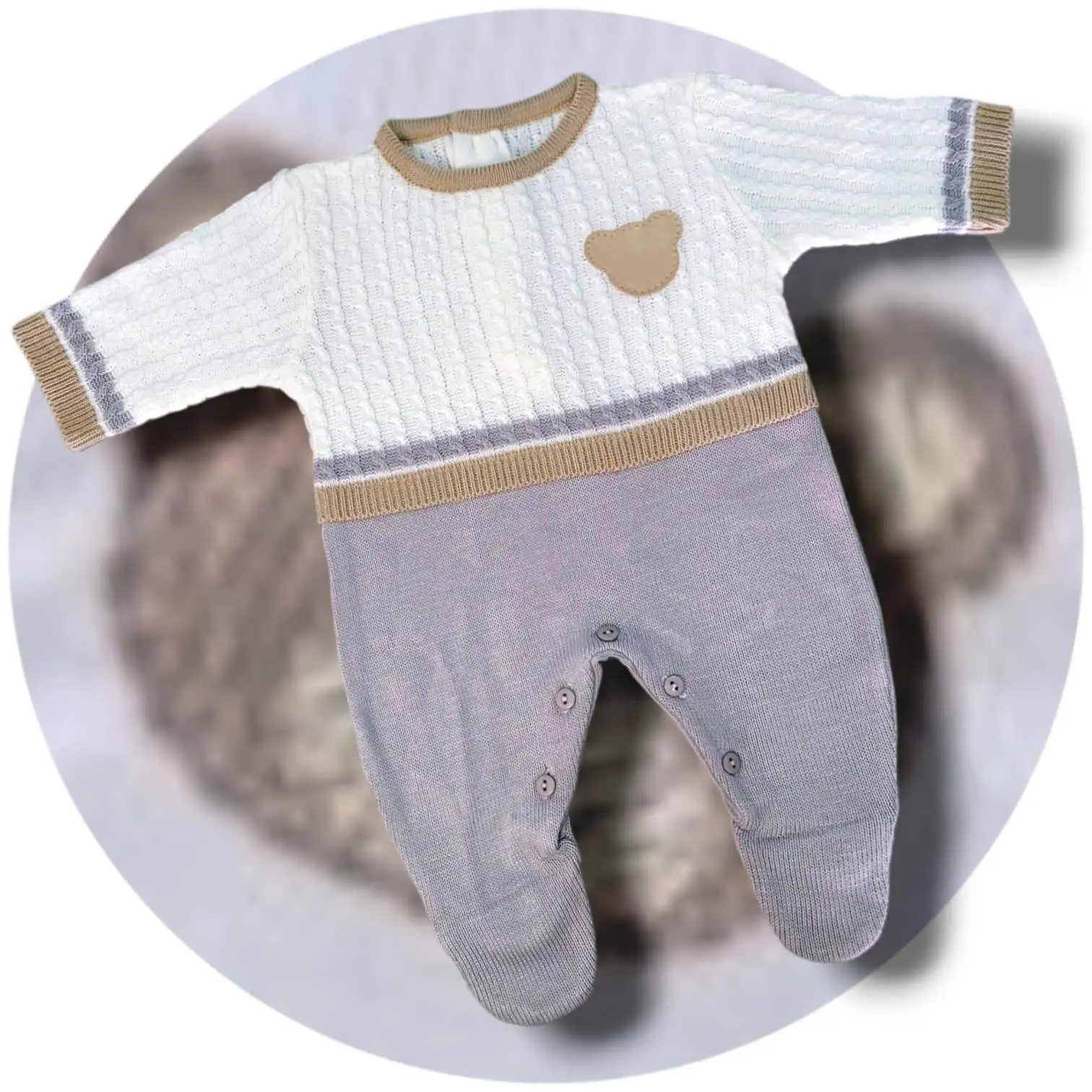 Baby Bear Gray Knitting Jumpsuit