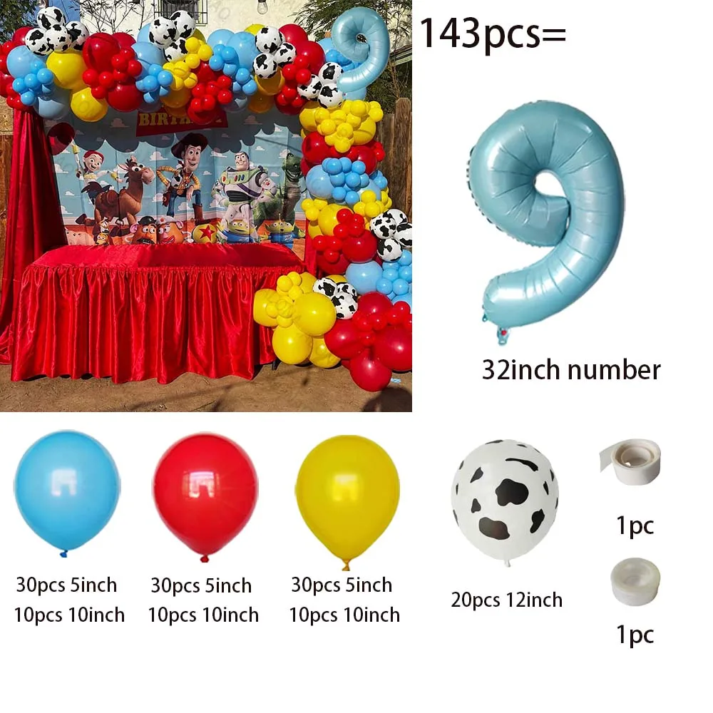 143pcs Disney Toy Story Birthday Theme Party Balloons Garland Arch Kit Buzz Lightyear Kids Birthday Party Decors Suplies Globos