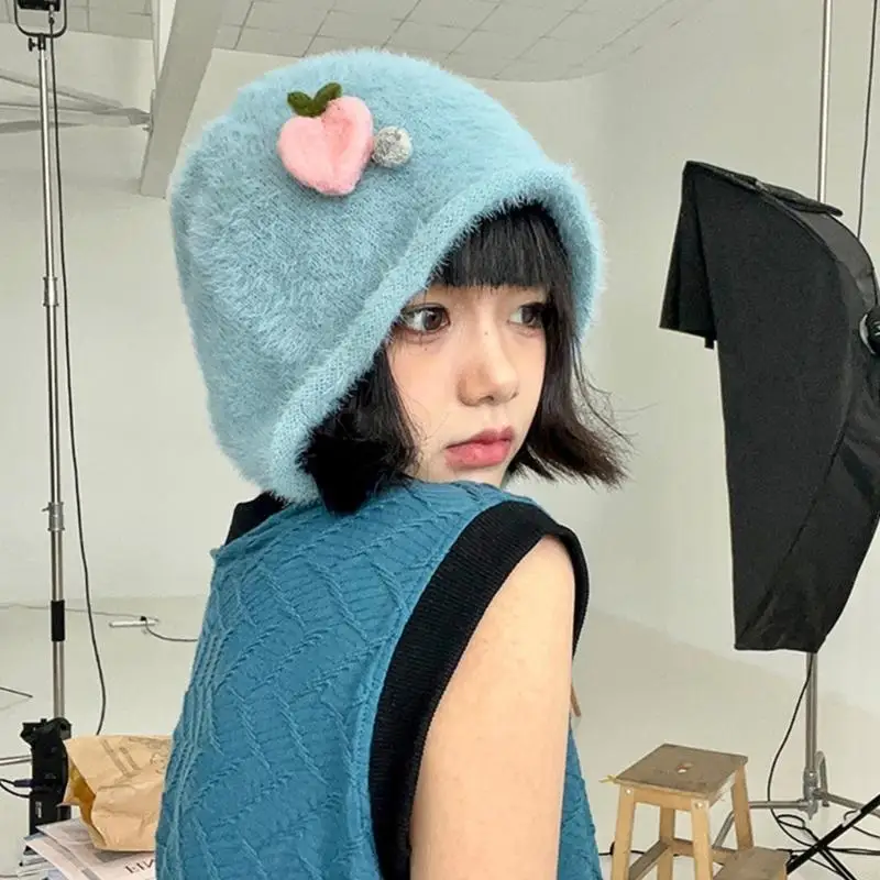 P88A الشتاء موضة محبوك قبعة التراص محبوك بونيه قبعات الهيب هوب لينة الدافئة قبعة صغيرة الشتاء هدية للنساء الفتيات #4