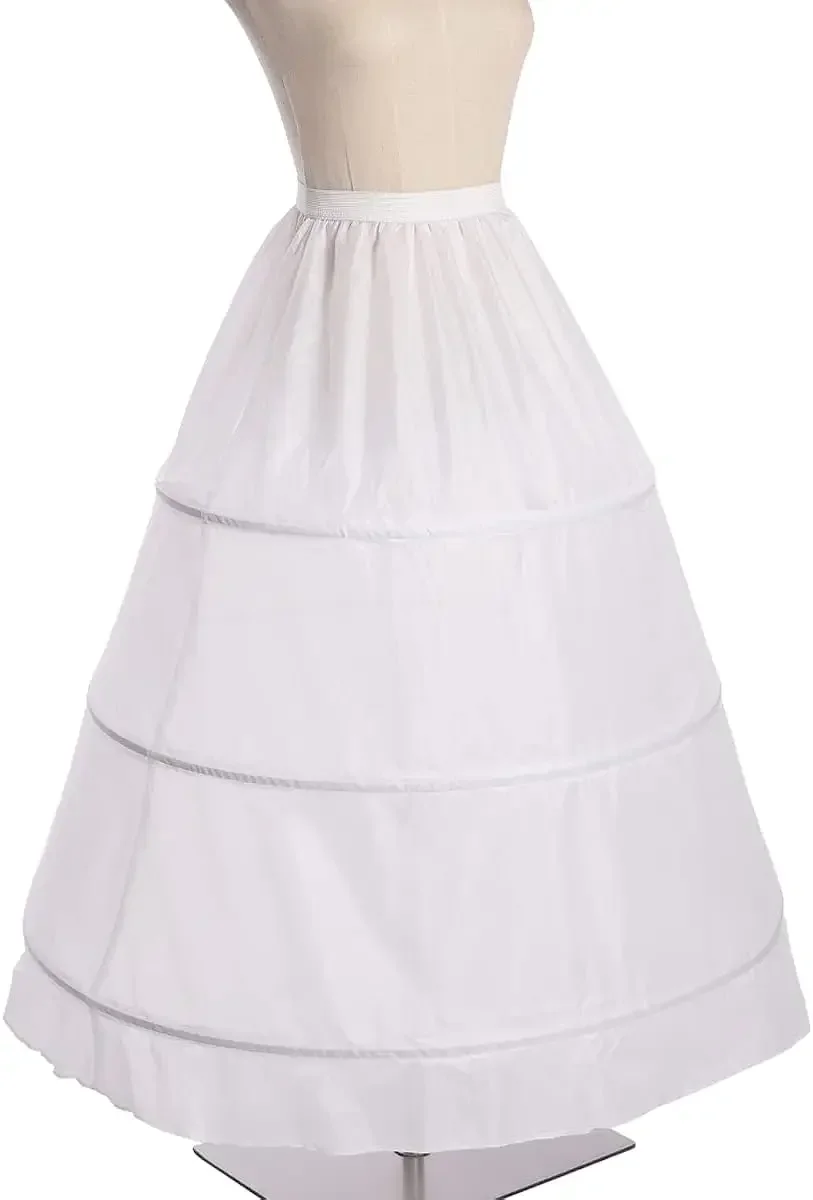 Anágua Crinoline Pannier, Underskirt Cosplay, 3 Aros, Fato de agitação, Branco