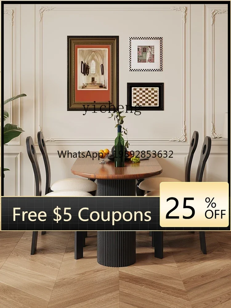 

5CJ Solid Wood Dining Table Household Small Apartment Semicircle Wall Dining Table Log Simple Workbench