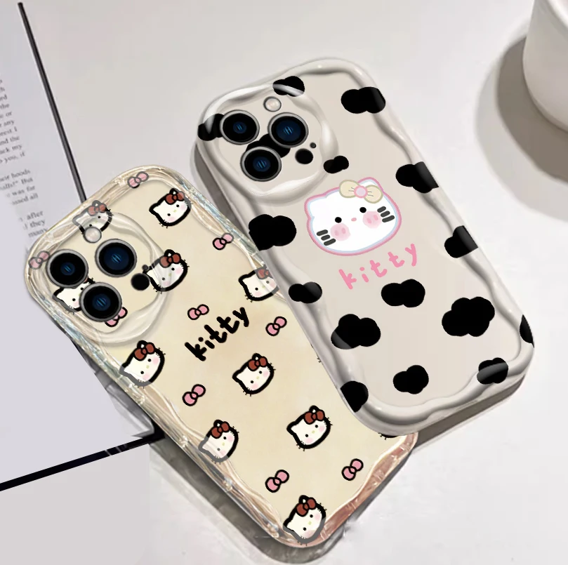 Hello Kitty Sanrio Cute Art For Apple iPhone 15 14 13 12 11 XS XR X Pro Max Plus Wave Oil Funda Phone Case