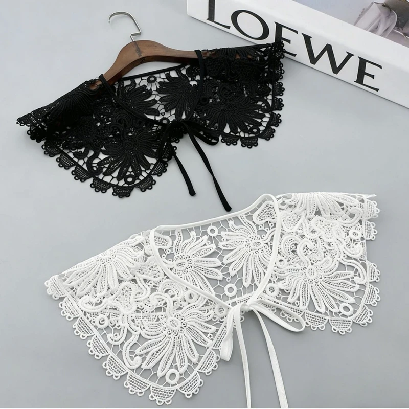 

Embroidery Lace Hollowed Out Lapel Shawl Decorative Collar Shirt Sweater Shoulder Wrap Detachable Fake Collar