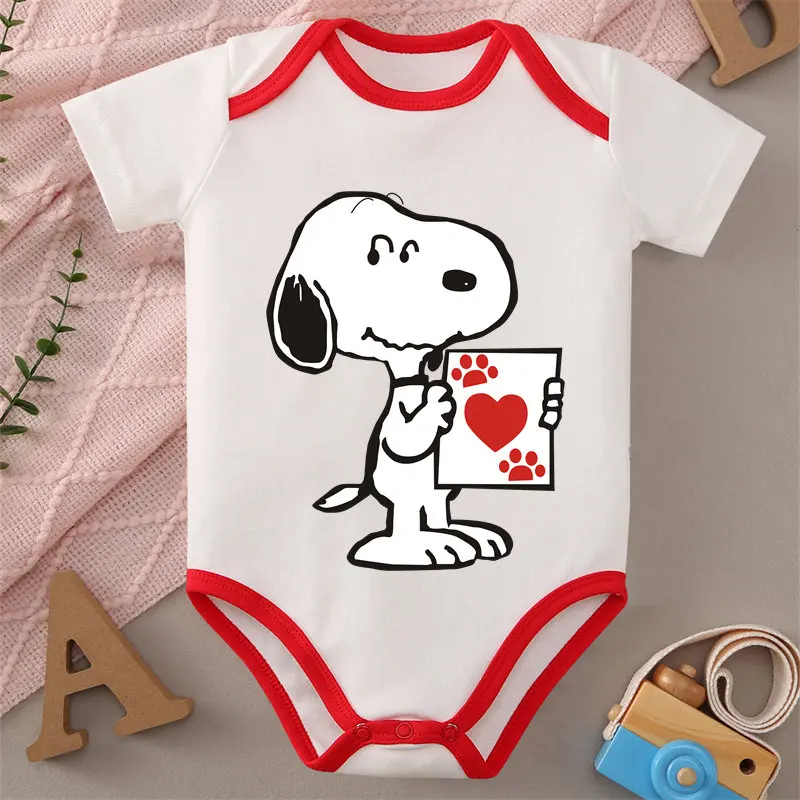 MINISO Детская одежда с принтом Snoopy/Love, комбинезон из 100% хлопка, комбинезон, боди для новорожденных от 0 до 12 месяцев, лучший подарок для ребенка