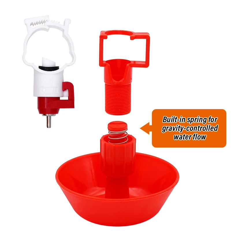 10Pcs Chicken Drinking Cups Automatic Poultry Bird Quail Water Nipple Hanging Cup Red Waterer Poultry Farm Drinker