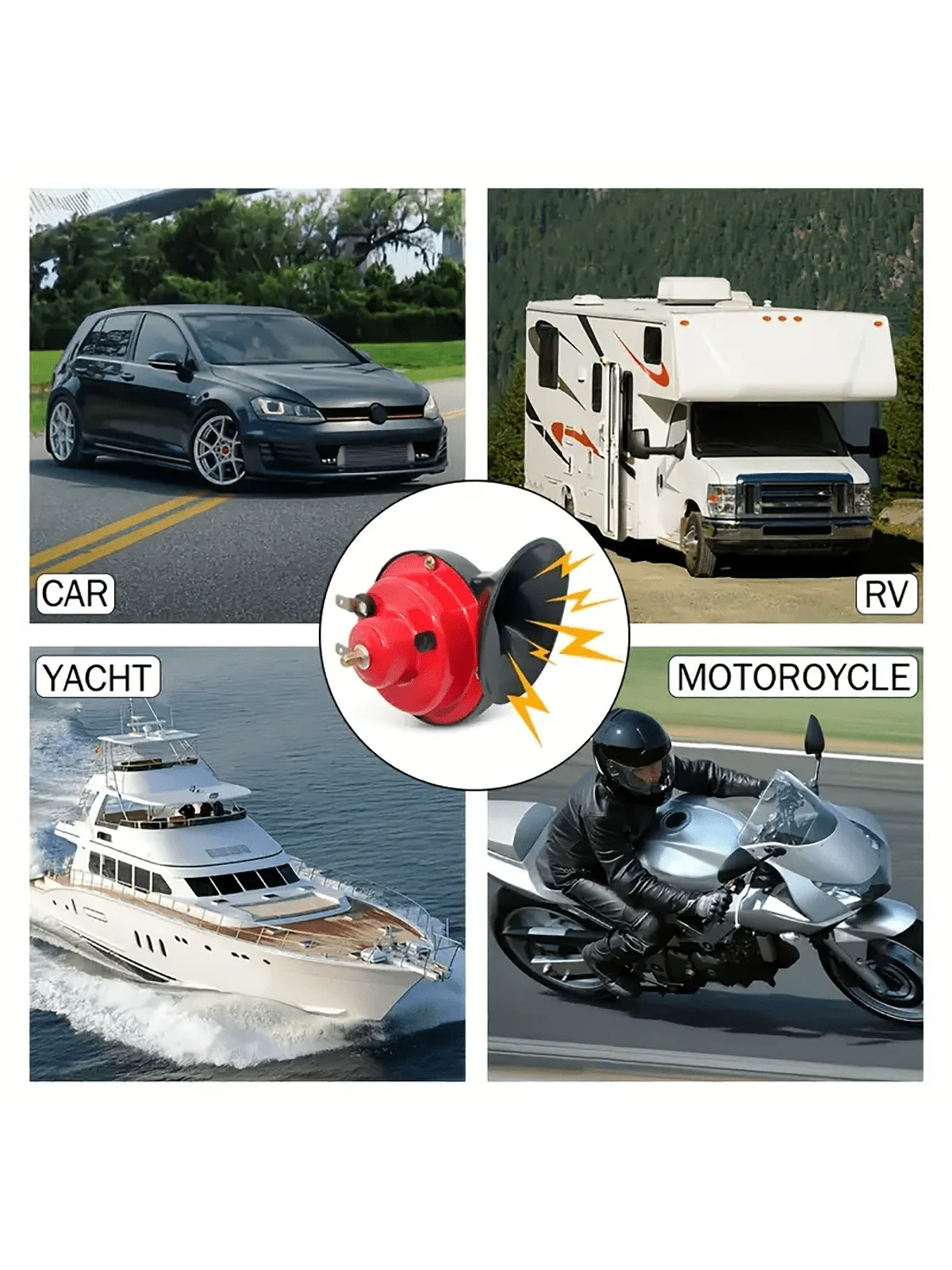 300dB Professional Grade Car Horn - Universal Fit For Motorcycle, Truck, Car And Boat - Durable, Waterproof, High & Low Tone
