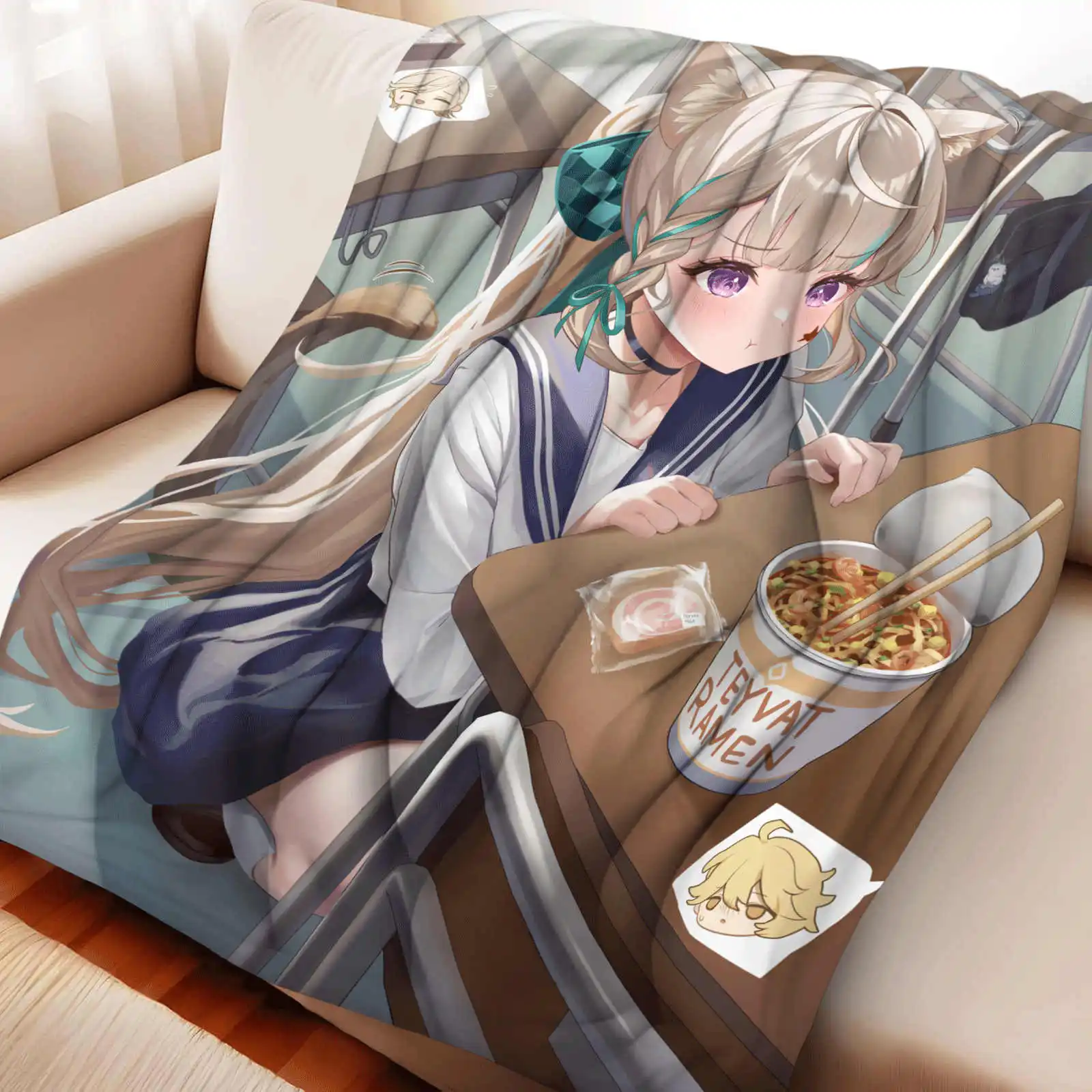 جينشين إمباكت لينيت الفانيلا غطاء بطانية الدفء لينة أنيمي بطانية متعددة الوظائف ديكور البطانيات العالمية