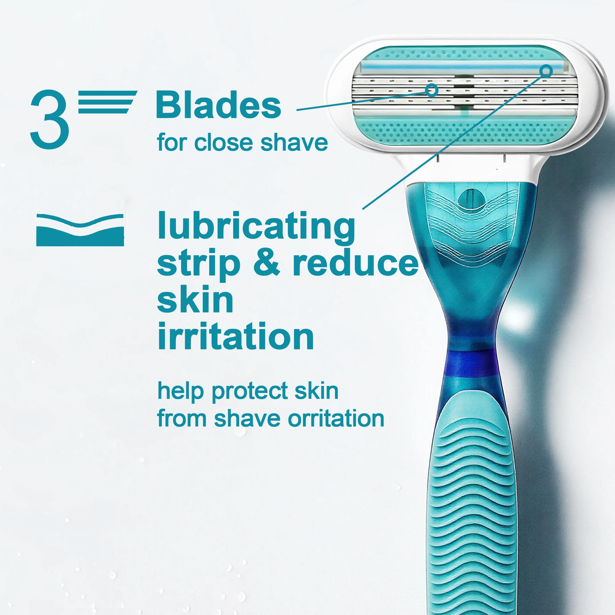 Women's Razor Blades Refills, 3-Layer Comfort Glide Shaver for Women Body Hair Trimmer Replacement, Mama Gift Shaving