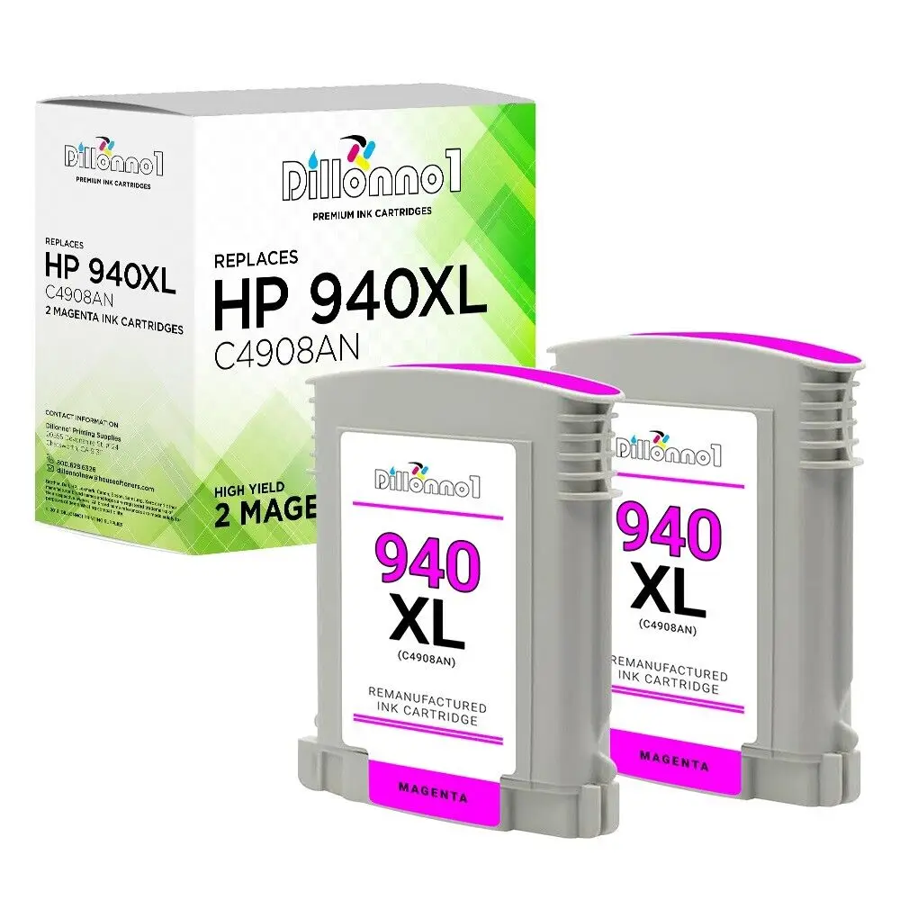 حبر أرجواني ل HP ، 940XL ، C4908A ، C4904A ، 8000 ، 8500 ، 2 قطعة