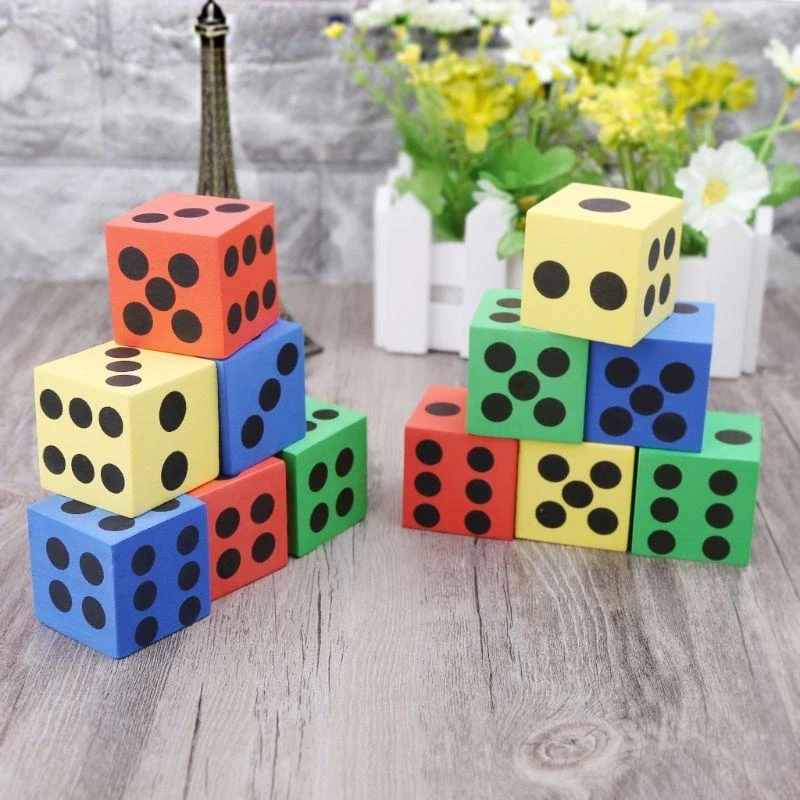 Foam Dice Set - Bulk Pack Of 12, Large Assorted Colorful Foam Dice Cubes With Number Dots, Party Favors And Supplies