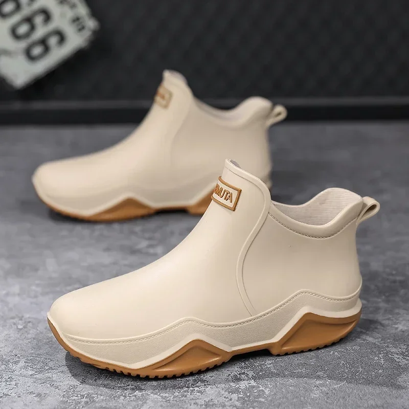 

Fashion Couple's Outdoor Rain Boots New Men High Top Hiking Fishing Water Shoes Anti-slip Chef Work Ankle Boots Waterproof Shoes