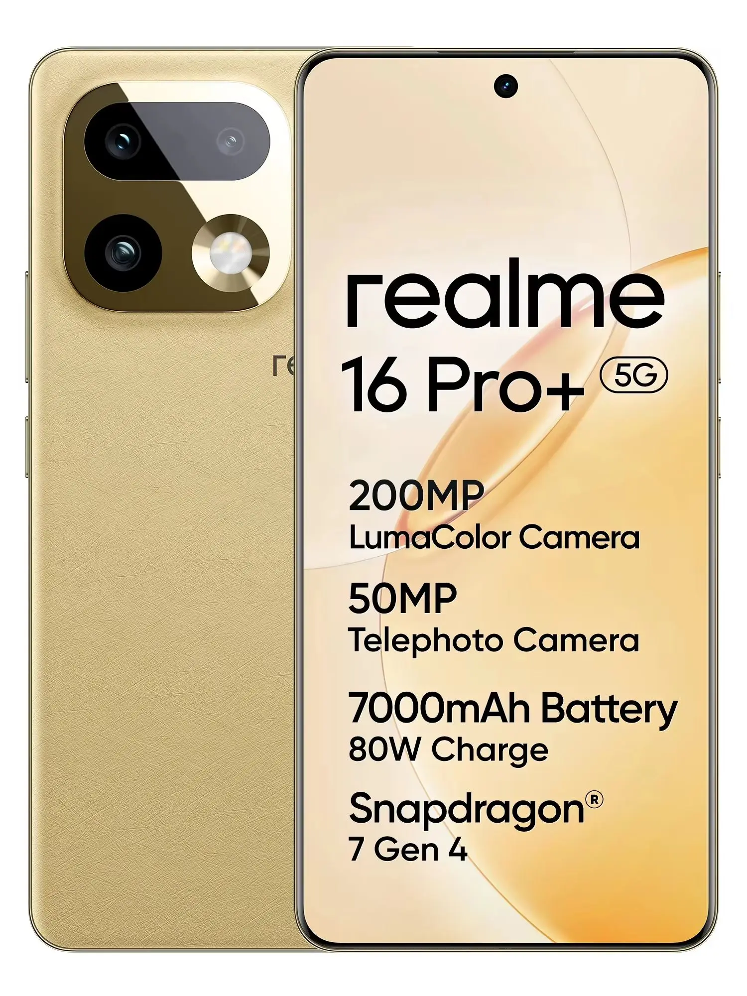 Smartfon realme 16 Pro Plus 5G 2026 Nowy Snapdragon 7 Gen 4 Kamera 200MP Ekran AMOLED 6.8'' 144Hz Zakrzywiony Ekran Bateria 7000mAh NFC — 2