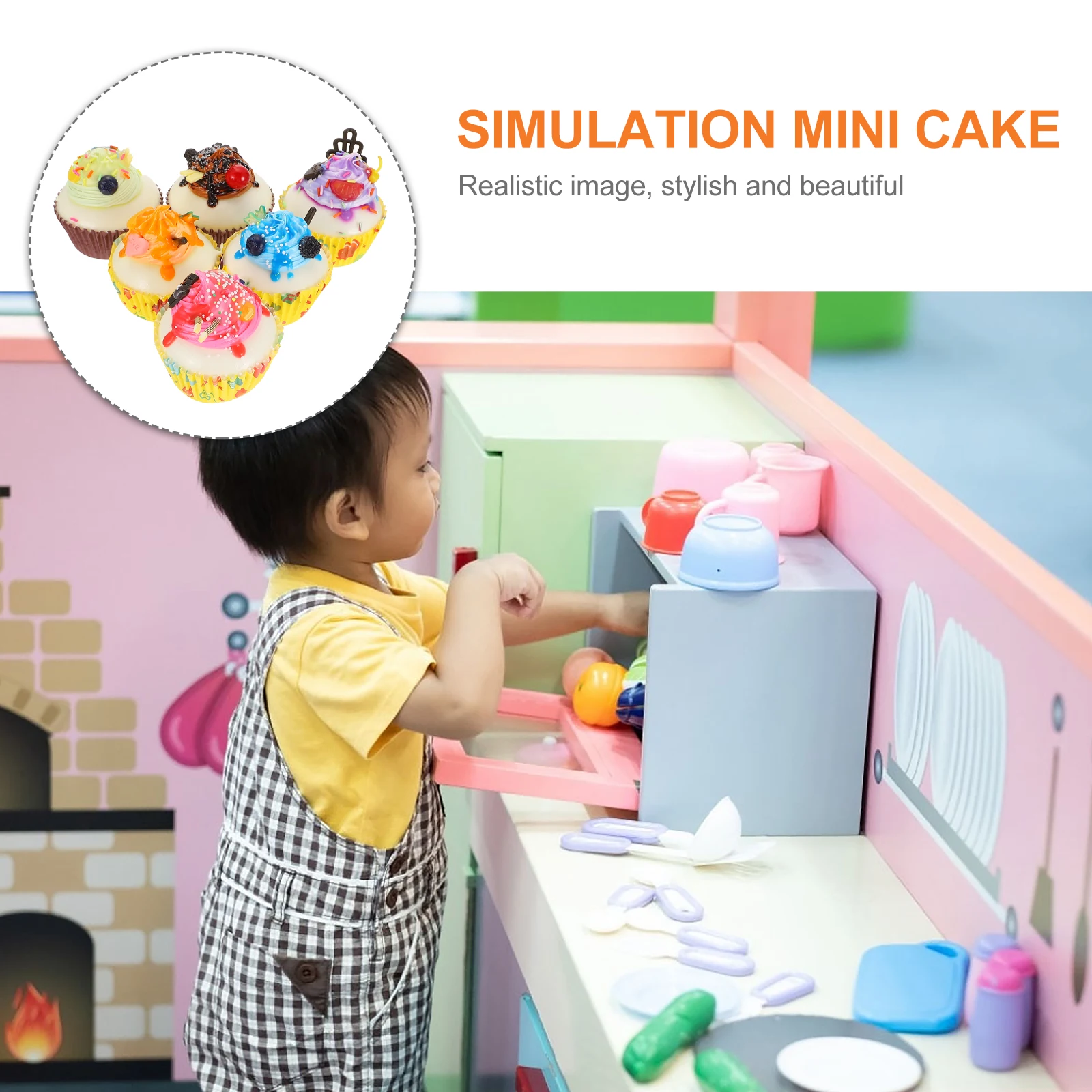 

Mini Cake Set PU Material Bright Color Crafted Mold Decor Photo Props Children Toys Simulated Bread Models Realistic