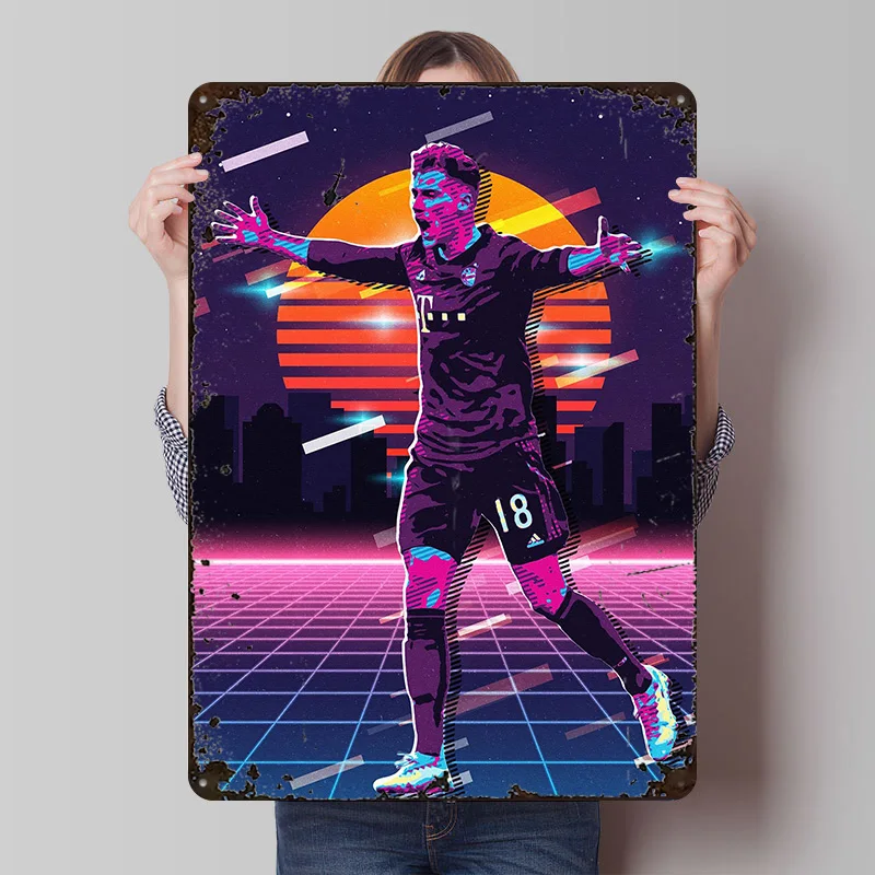 ليون Goretzka 80s علامة معدنية جدار ملصق فني رجل الكهف كرة القدم تين علامات للديكور المنزل خمر عناصر ديكور المنزل القهوة بار