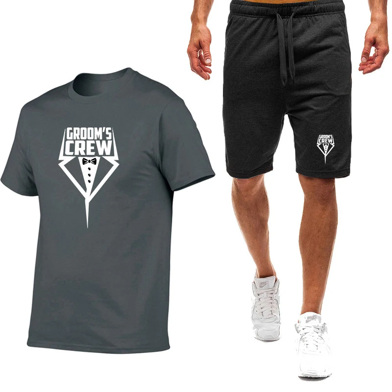 Team Groom Summer Popular Men's T-shirt + Shorts Suit Sports Print Casual Fashion Short-sleeved T-shirt Suit Men's Jogging Suit view 6