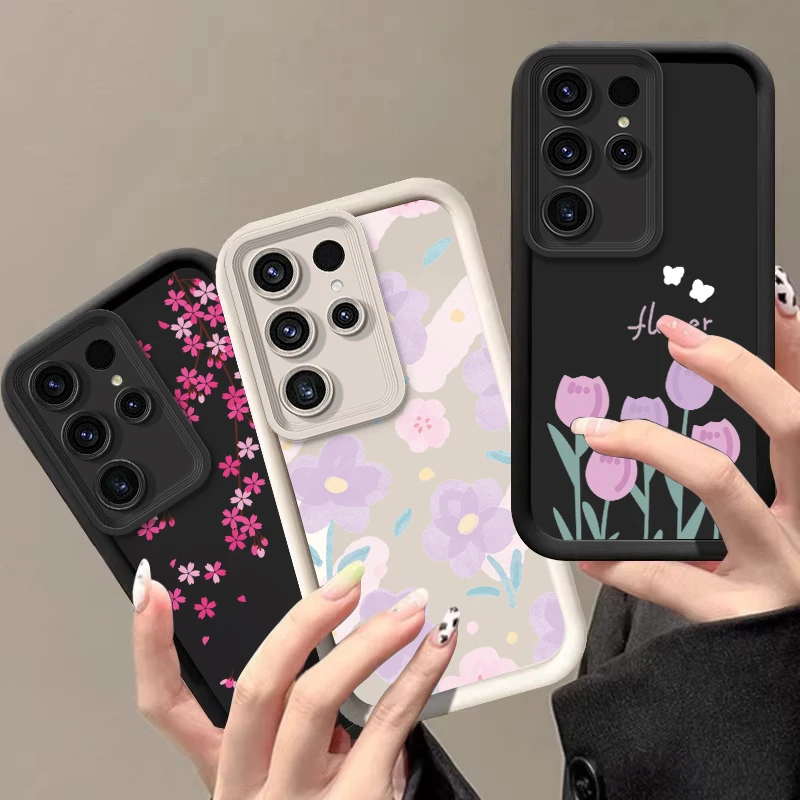 

Love Blue Flower For Samsung S25 Ultra S24 U ltra S20 Plus S21 S22 S23 FE Galaxy Note 20 M34 20 5G F23 Soft Silicone Phone Case