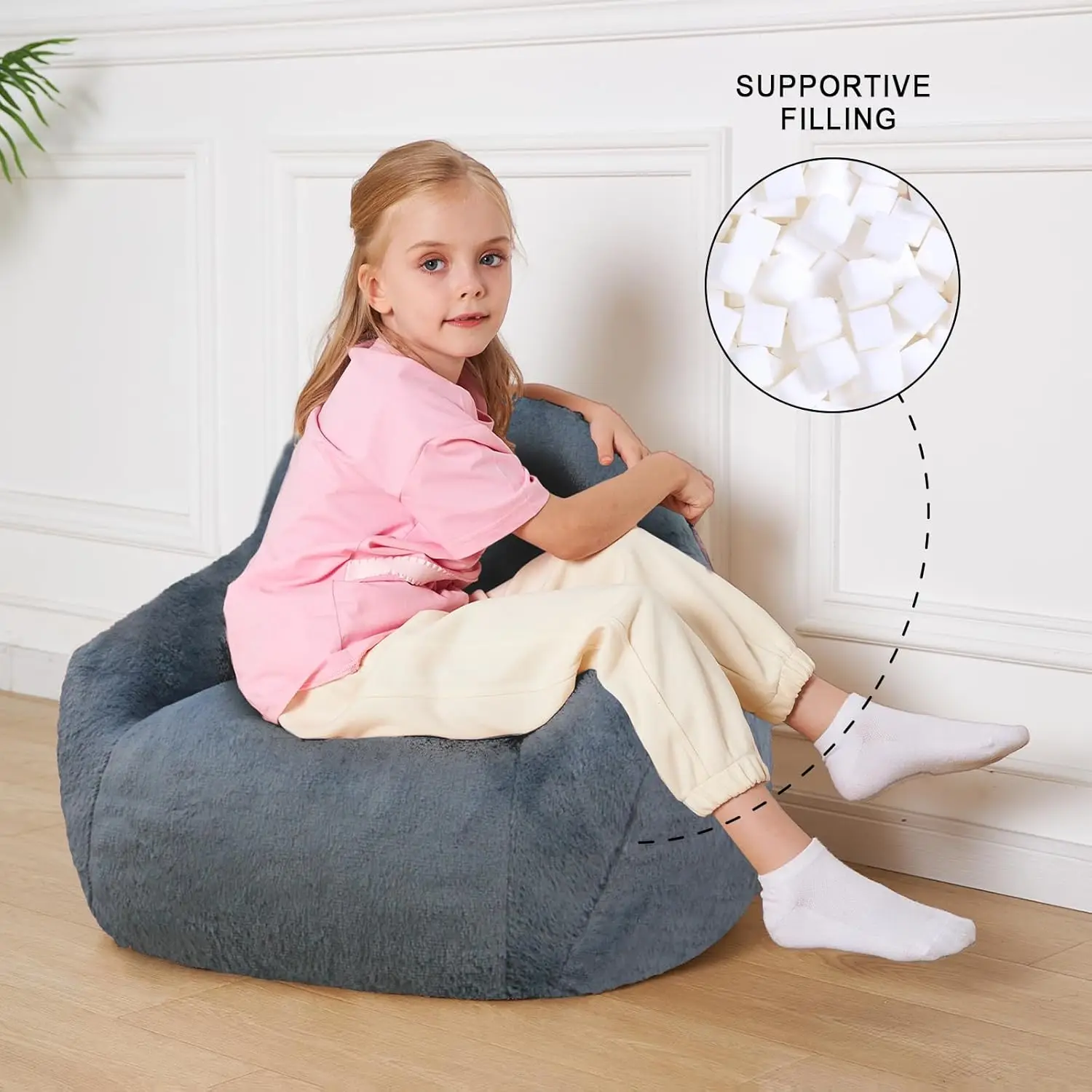 Bean Bag Sofa Chair Bean Bag Chair with High Density Foam Filling Oversized Fluffy Bean Bag Couch