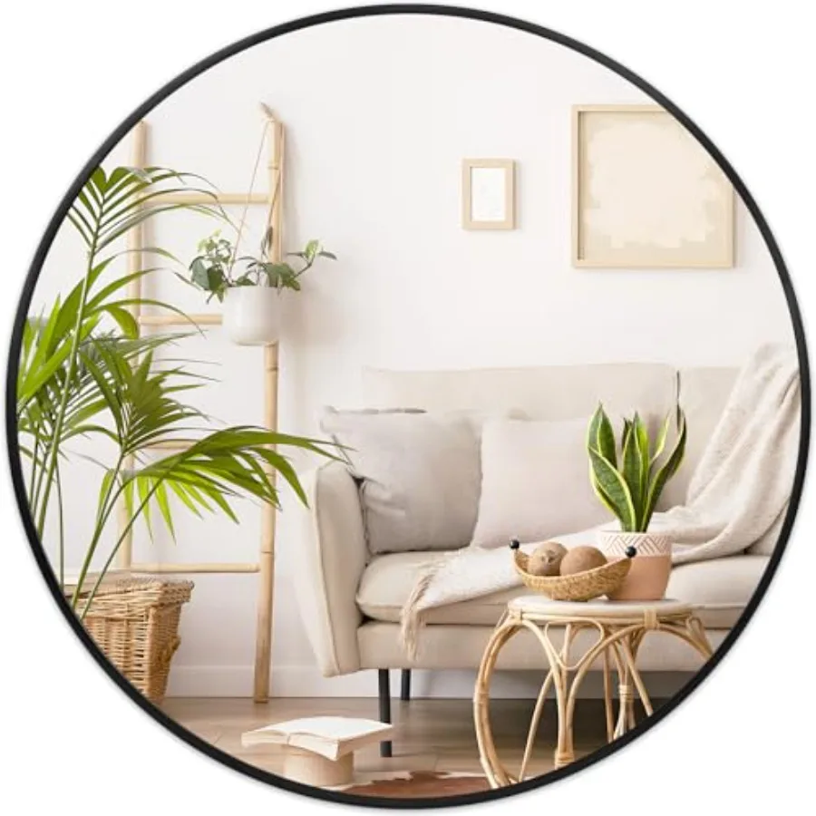 

Round Mirror for Wall 26 inch - Circle Mirror for Bathroom, Entryway, Living Room, Hallway, Vanity Decor, Big Matte Metal Frame