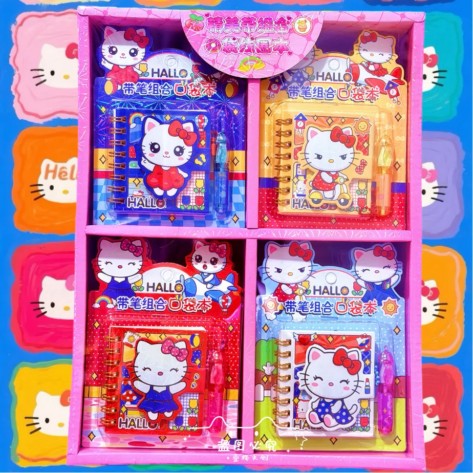 

Hello Kitty Cartoon set, this round ballpoint pen combo, small student diary pocket notebook Office Set Birthday