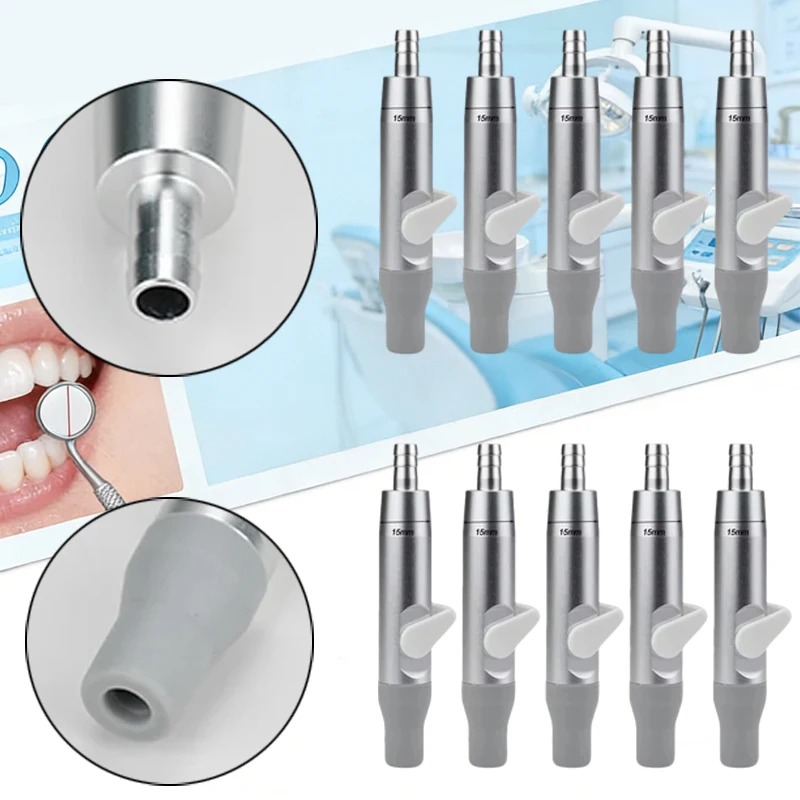 

10pcs Dental Weak Suction Handle Saliva Ejector Suction Valves Tip Adaptor with Gray Silicone Sleeve Dental Tool