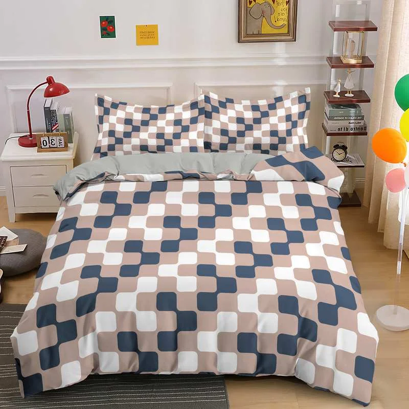 

Hot Sale Home Textile 3d Geometry Printed Bedding Set 14 Size Quilt Cover with Luxury Bedding