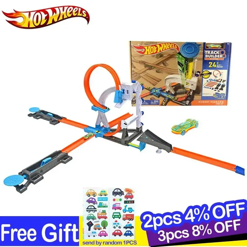 Original Hot wheels 4 in 1 Super Track Pack Model Car Assemble Slot boy Adventure set Models Gift For Kids DIY Toys DLF28