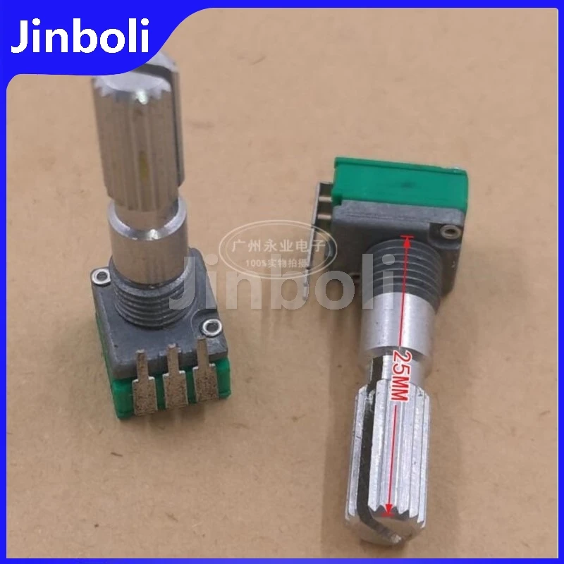 2PCS RK097N Single Potentiometer 3Pins B20K With Step 41 Points Volume Adjustment Potentiometer Flower Shaft Length 25MM