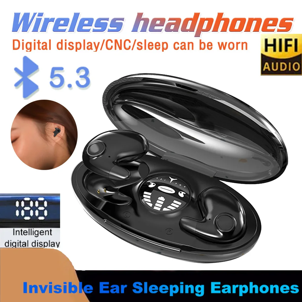 Bluetooth 5.3 Wireless Sleep Earphone Noise Reduction Invisible Earphone Sleeping Headset IPX5 Waterproof Mini Hidden Earbuds