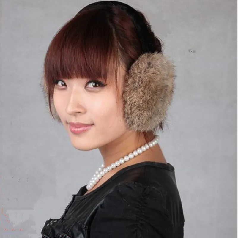 New Women Winter Real Rabbit Fur Eearmuffs Girls Warm Fluffy Earflaps Lady Gift Ear Muff