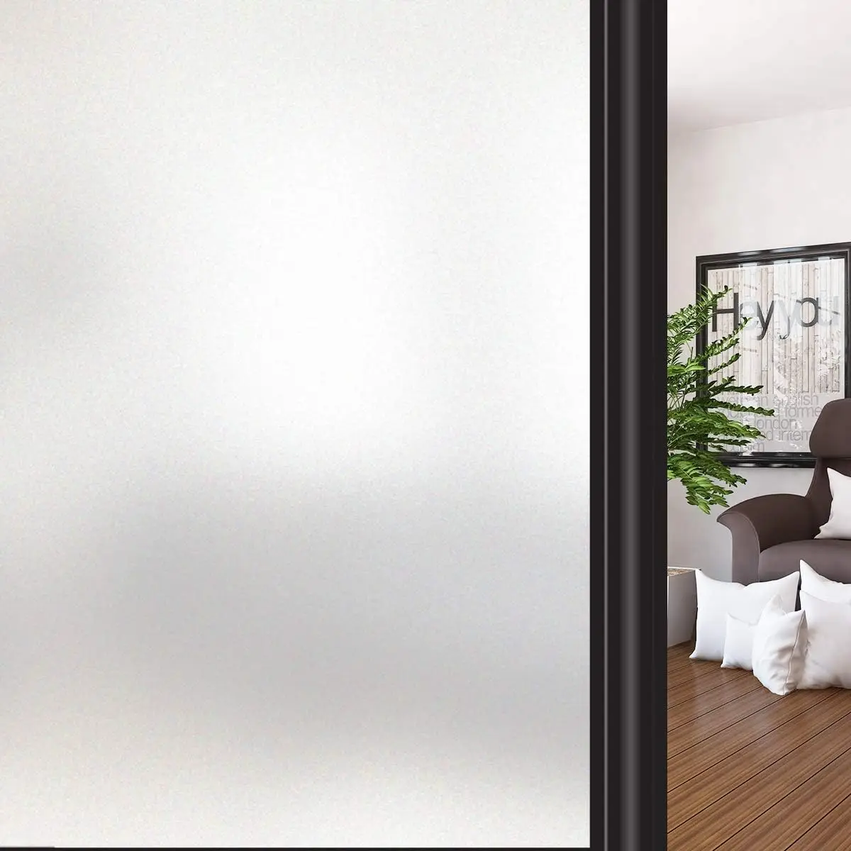 Privacy Window Film Frosted Static Cling Reusable Heat Control UV Blocking Window Tint for Home Office Bathroom