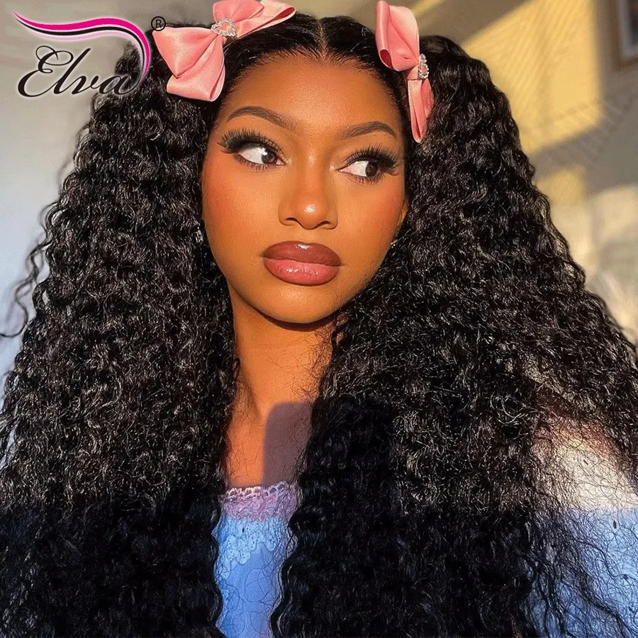 

Elva Hair 13x6 Curly Lace Frontal Wigs Pre Plucked Hairline Deep Parting Transparent Lace Front Human Hair Wigs For Women