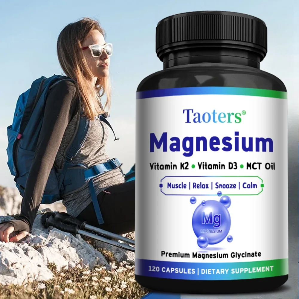Premium Magnesium Glycinate Supplement - with Vitamin K2, D3, Reduces Fatigue, Strengthens Bones