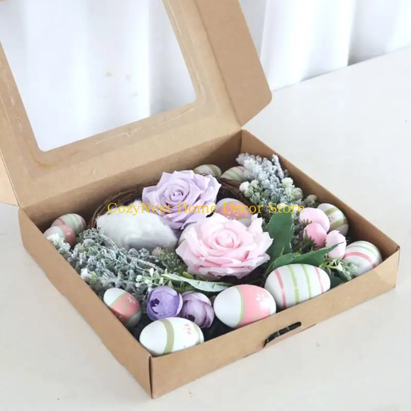 92MF Easters Rabbit Eggs Chick Flowers Set Easters Rabbit and Eggs Charm for Kids DIY Decorations and Classroom Activities