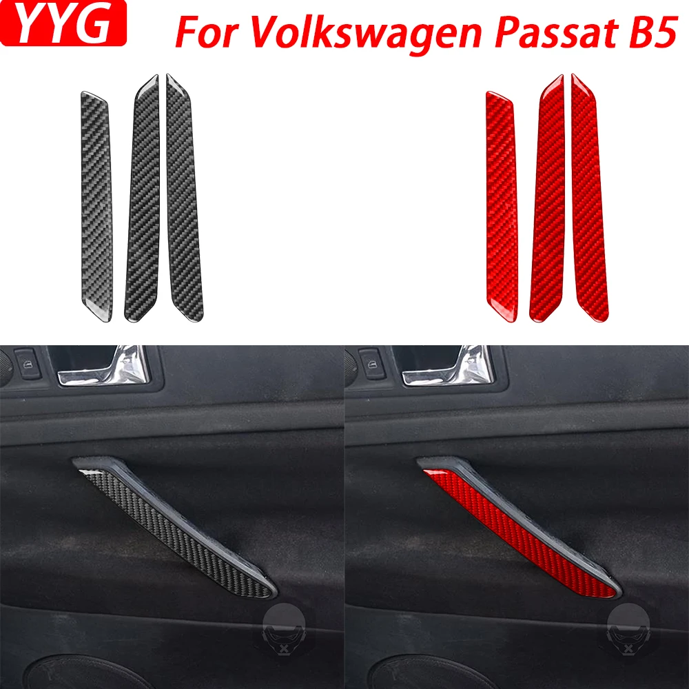 

For Volkswagen Passat B5 2001-2005 Carbon Fiber Inner Door Armrest Panel Trim Cover Car Interior Decoration Accessories Sticker
