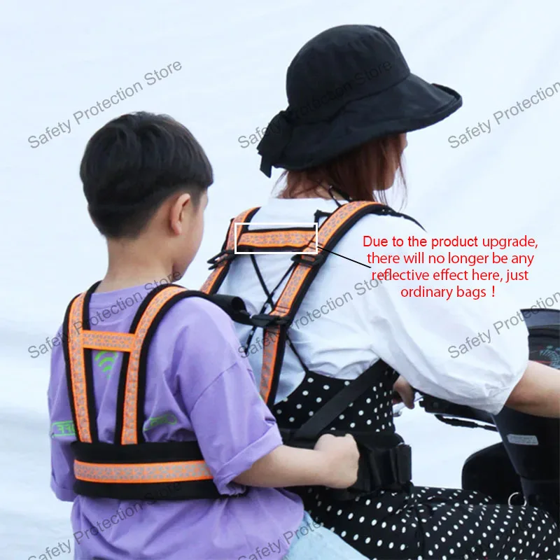 Adjustable Kids Motorcycle Safety Belt Child Reflective Rear Seat Grab Handle Strap Motorcycle Breathable Harness Anti-Drop