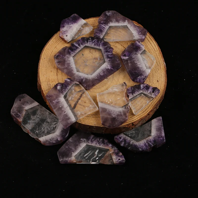 

B&F 1PCS Amethyst Earring Beads – Handmade natural stone beads, perfect supplies for jewelry making.