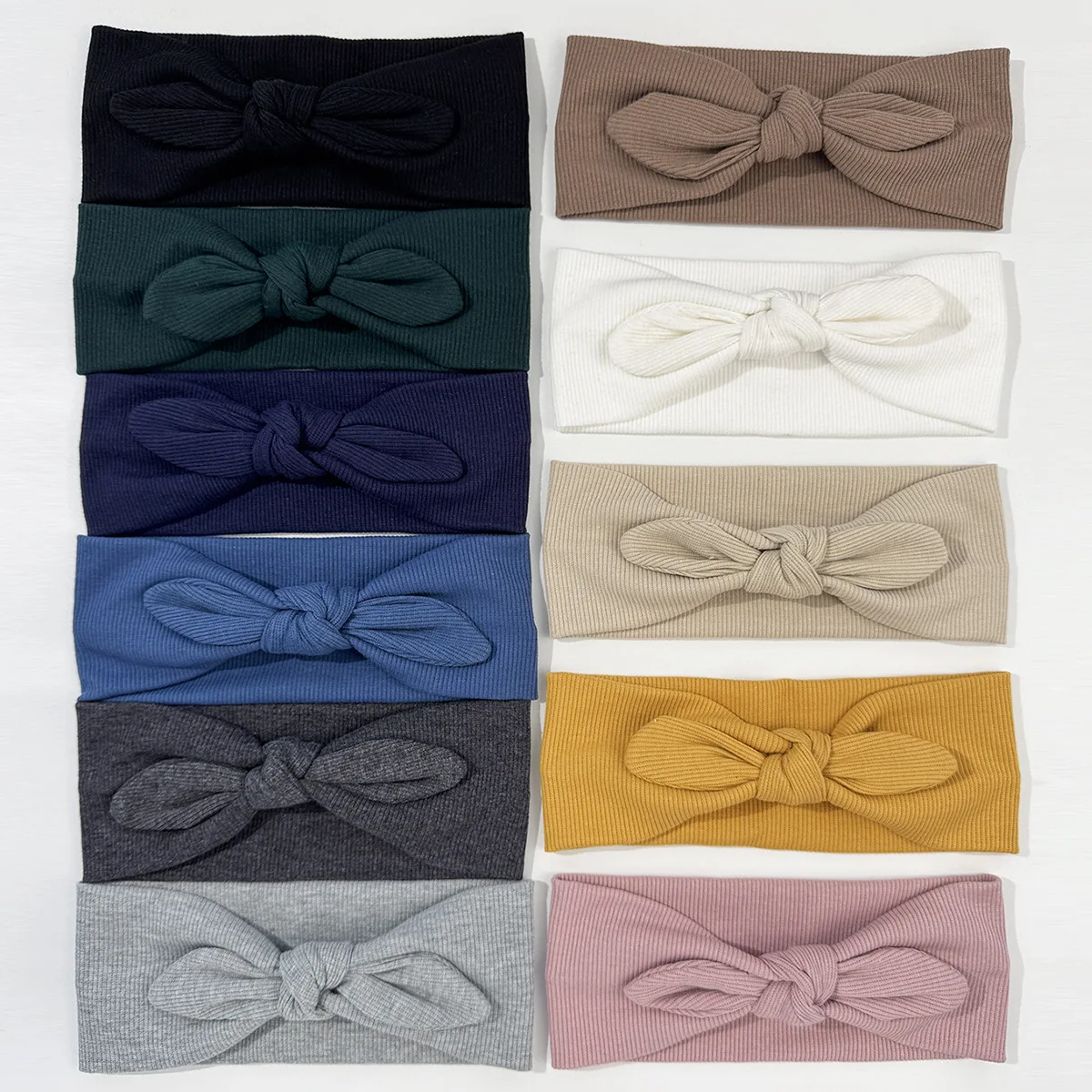 

Solid Color Headband Elastic Knit Ribbed Bow Hair Accessories Women Girls Fitness Exercise Turban Headwrap Super Soft Headband