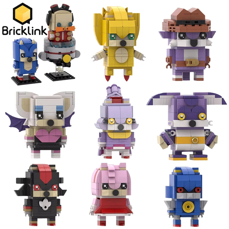 Bricklink Blue Hedgehog Movie Action Figures Brickheadz Bricks Sets Big Cat Tails Amy Building Blocks Kid Toys Christmas Gift