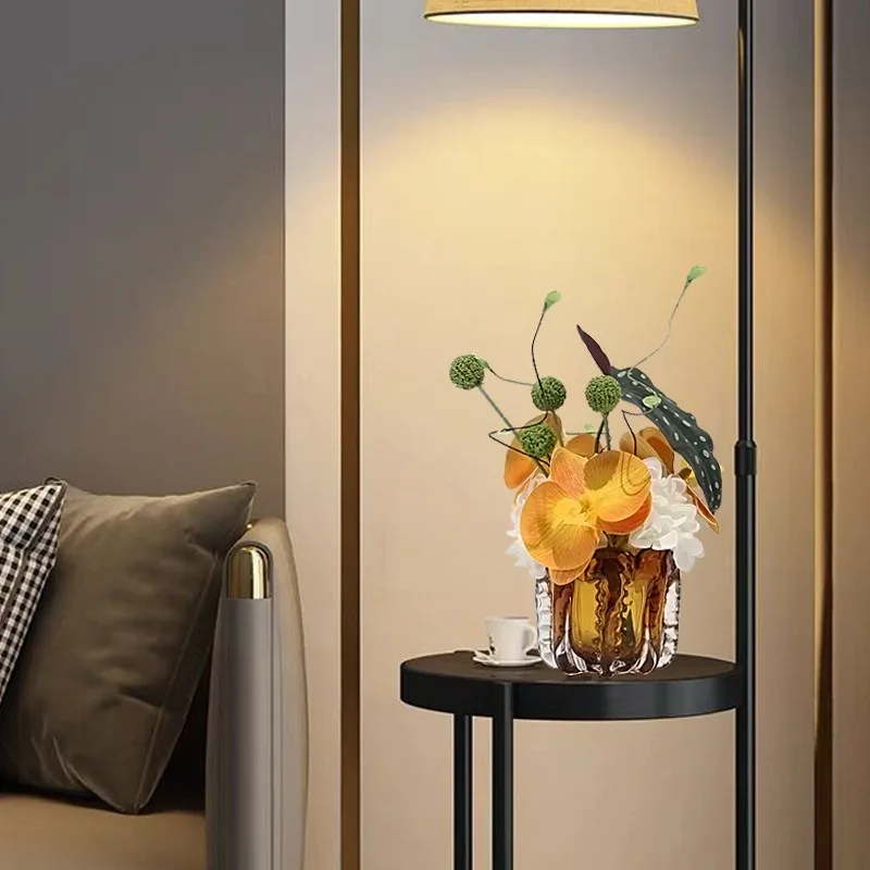 Modern light luxury amber glass small vase flower arrangement living room coffee table negotiation table small table flower soft