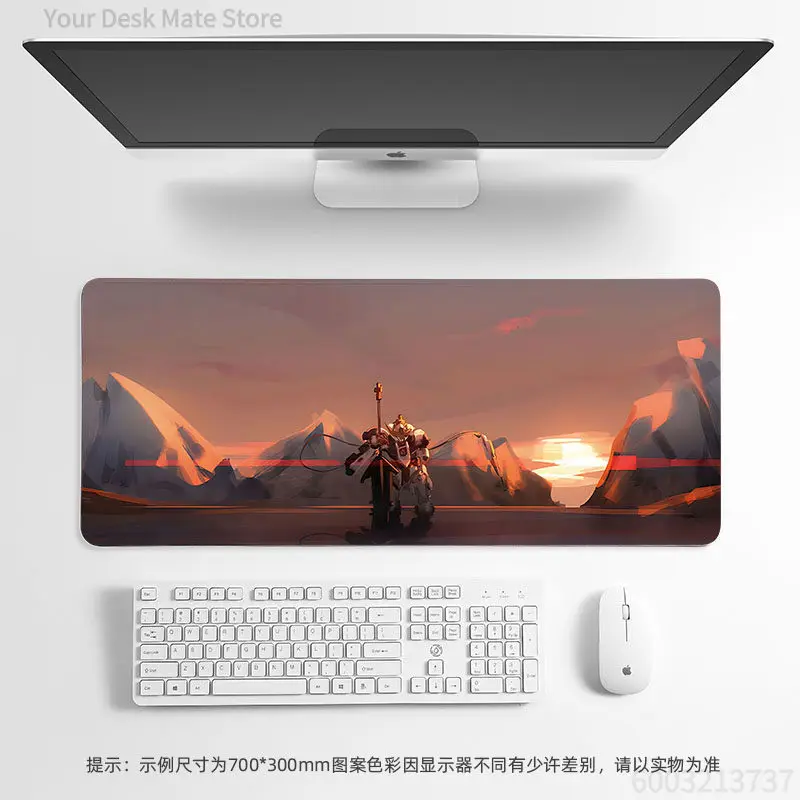 Sunset Mountain Mecha Warrior Art Mouse Pad Waterproof Non-Slip Cool Anime Style Large Gaming Desk Mat Sci-Fi Office  Pad