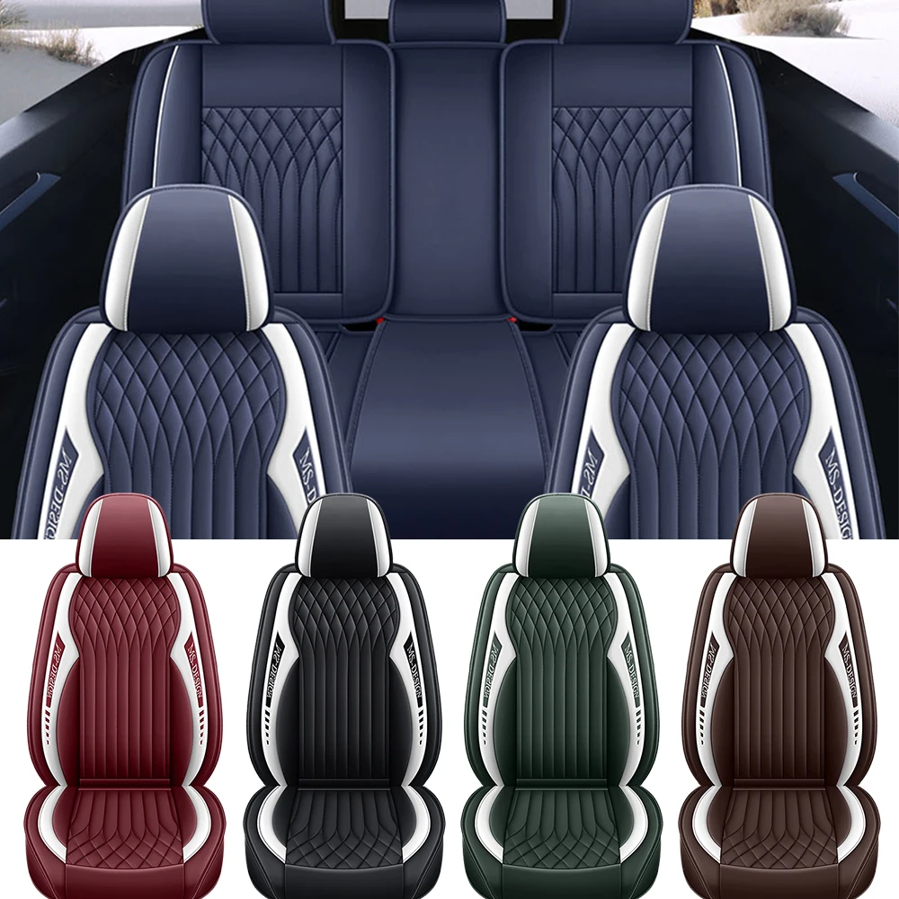 Leather Car Seat Covers Four Seasons Front/Rear Seat Protector Car Seat Cushion Pad Mat Auto Interior Accessories Universal