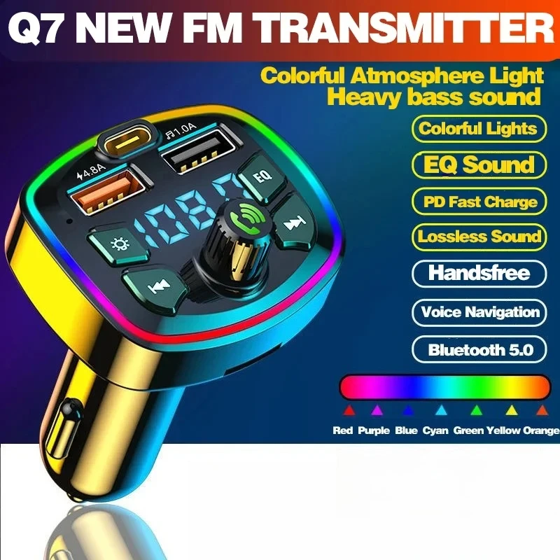 سيارة الارسال 3.1A سيارة شاحن سريع المزدوج USB ميناء بلوتوث شاحن سيارة بلوتوث حر اليدين Mp3 صحيح PD محول الهاتف المحمول