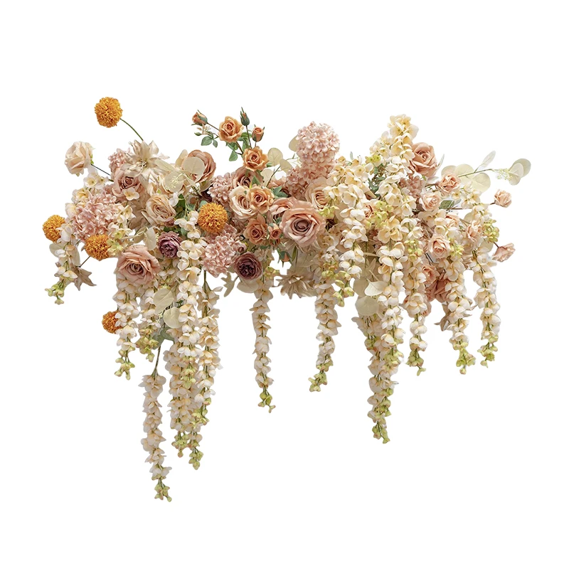 Wall decoration simulation hanging Abler flower row, outdoor wedding KT board background gardening arrangement fake flower arch